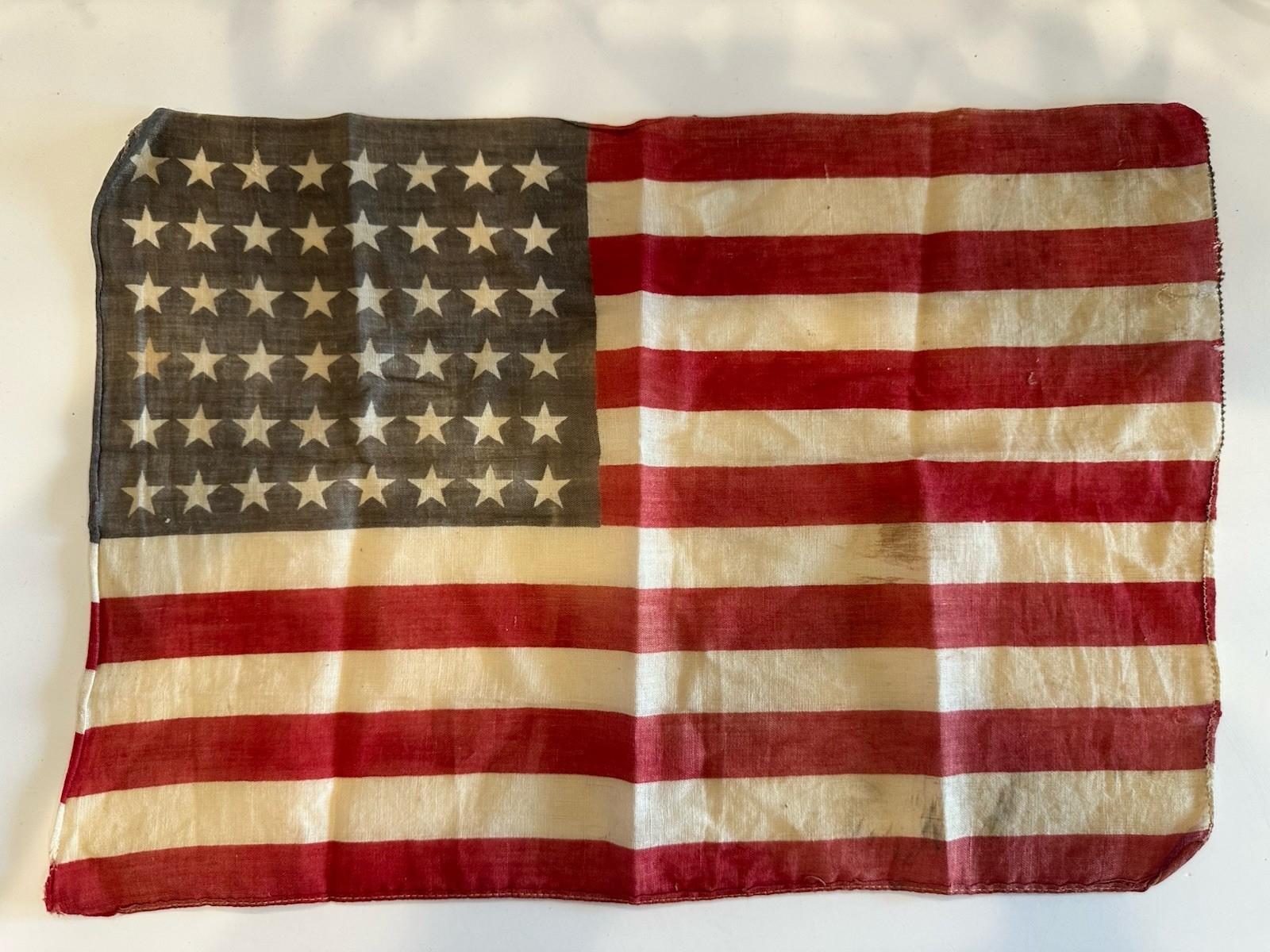 48 Star American Flag WWII Era US Patriotic Folk Art Vintage Original 16x11”