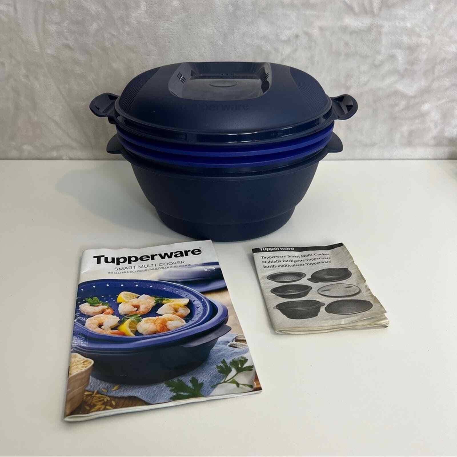 Tupperware Smart Multi-Cooker Microwave Steamer Cooker Cobalt Blue New No Box