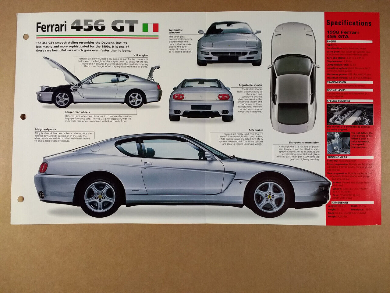 1998 Ferrari 456 GTA specs photos 1998 info sheet 