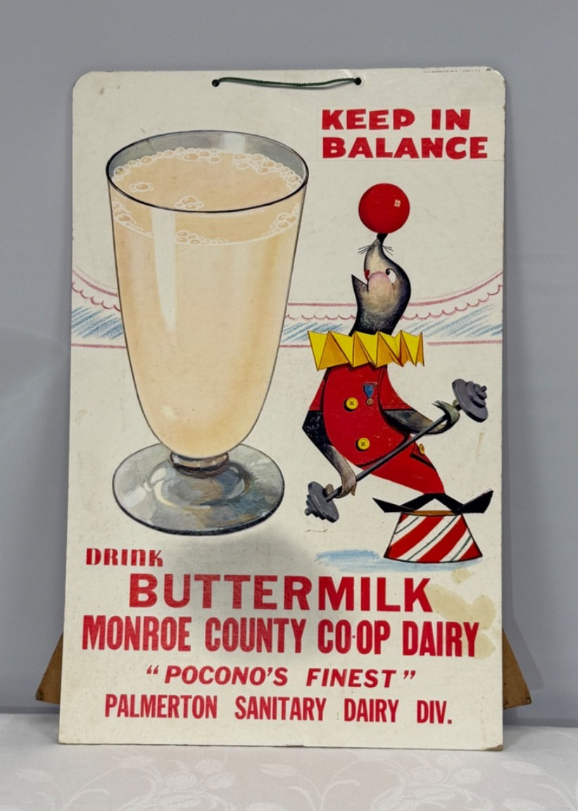 Vintage Cardboard Advertising Sign Monroe County Co-Op Dairy \