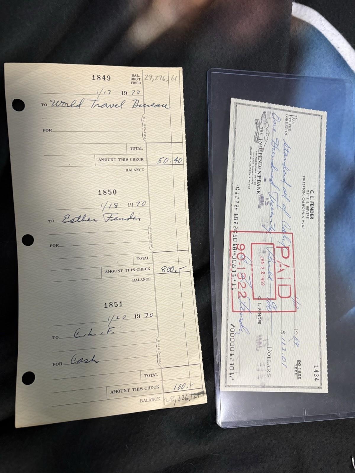 Leo Fender Personal Check 