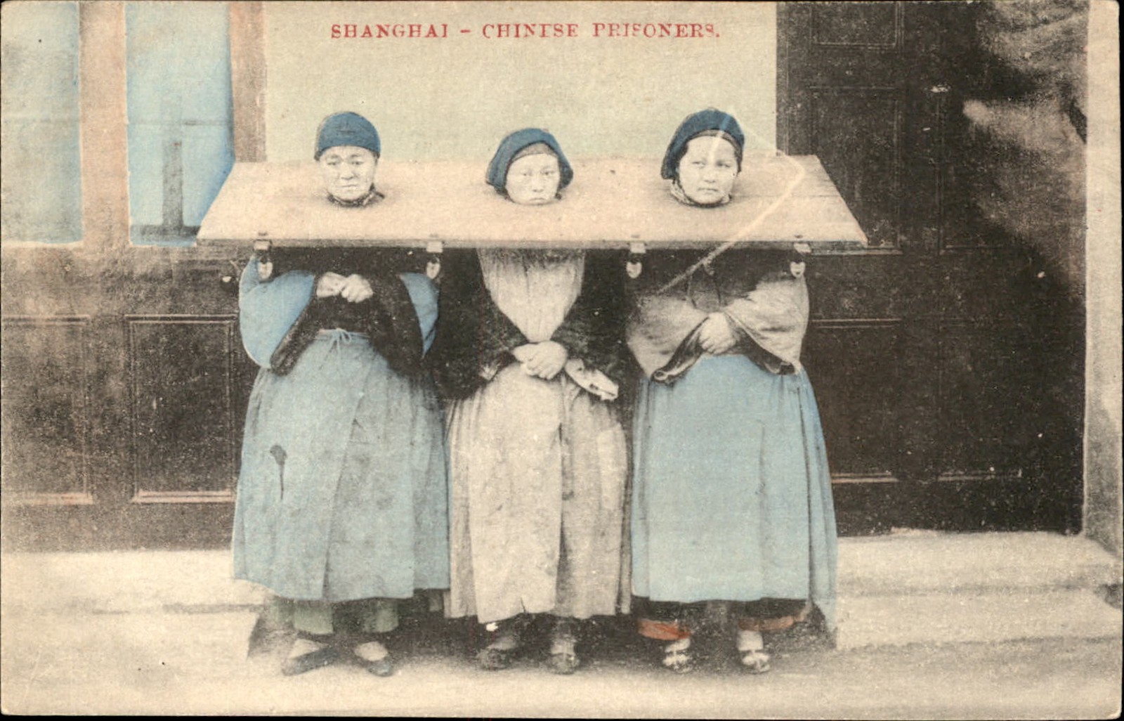 Shanghai Chinese Prisoners Women in Stocks c1900s-10s Vintage Postcard bhn Shanghai Chinese Prisoners Women in Stocks c1900s-10s Vintage Postcard bhn