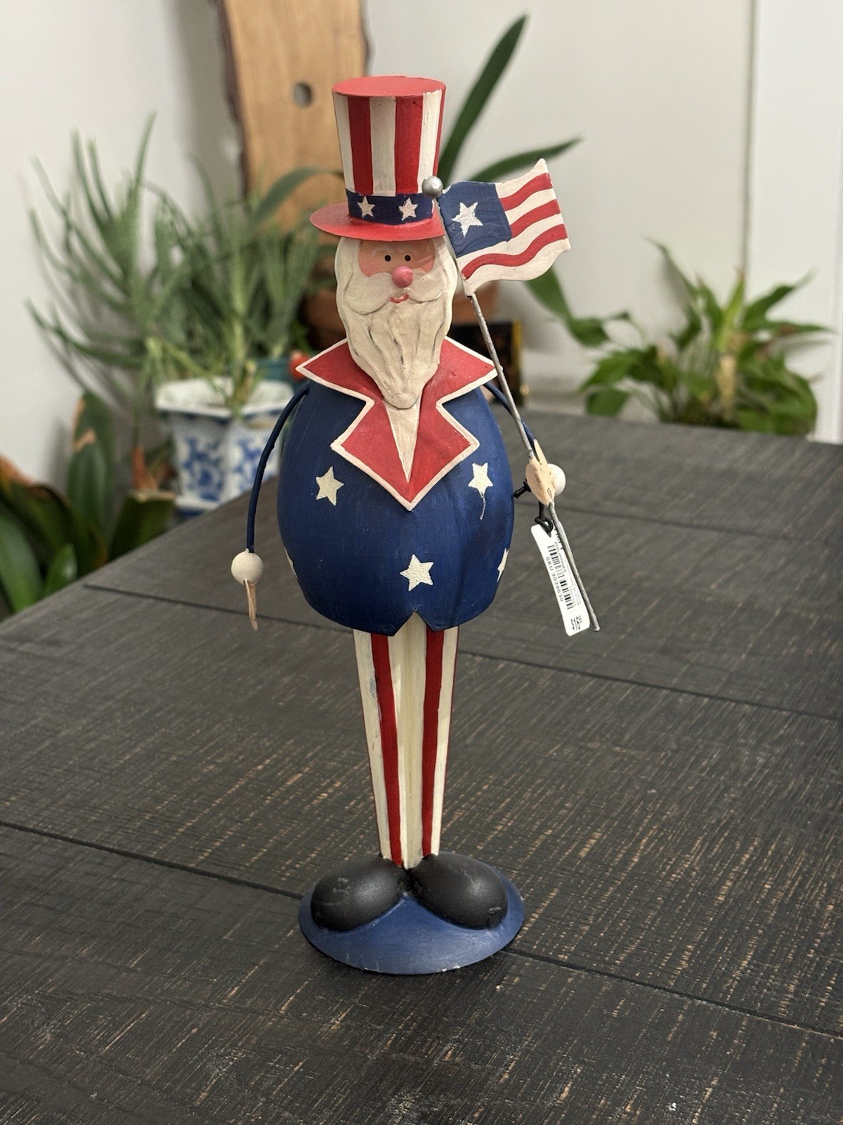 Pier 1 One VTG BOBBLE 4th of July Patriotic Americana Uncle Sam Flag 10.5” Tall