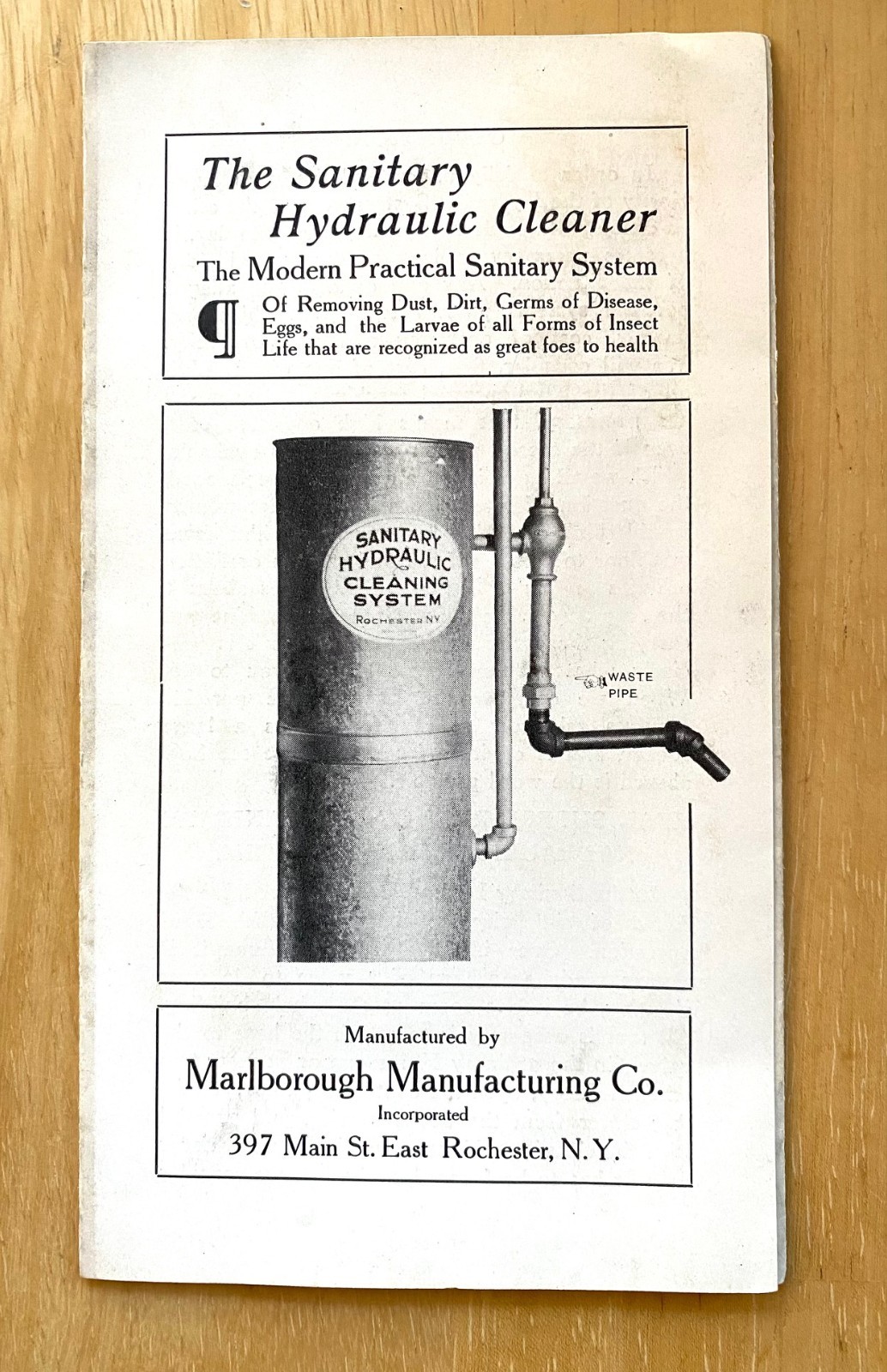 Vintage early  1900\'s Advertising Brochure Sanitary Hydraulic Cleaner
