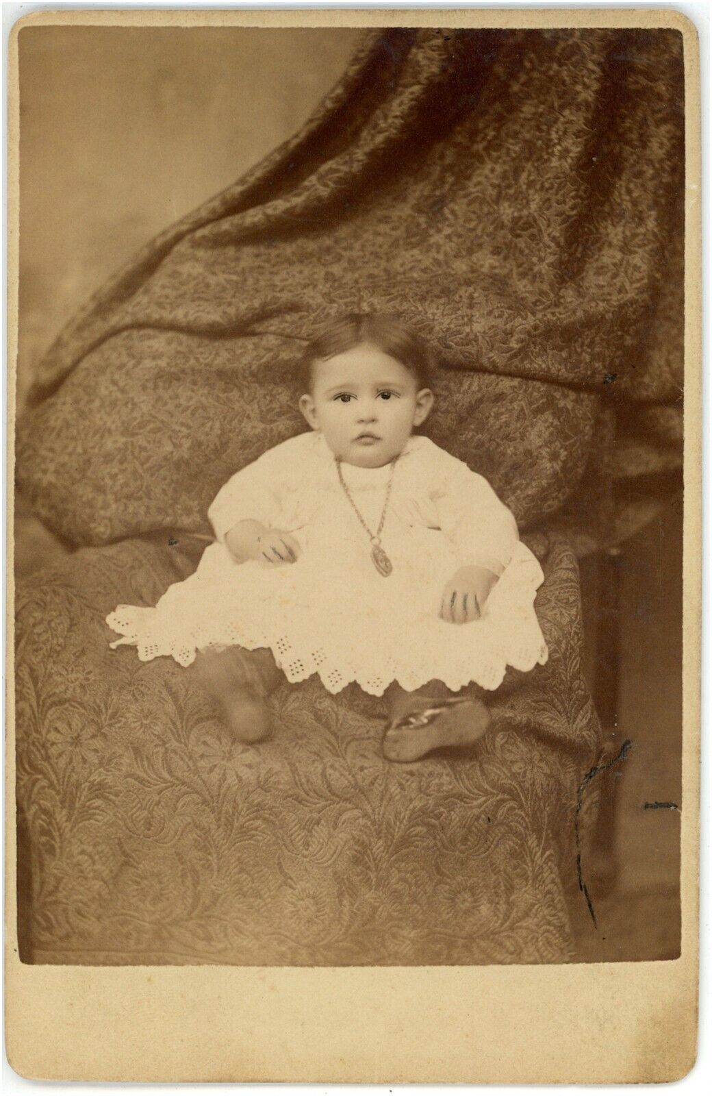 Antique c1880s ID'd Cabinet Card Adorable Baby Girl Nannie Lloyd Baltimore, MD
