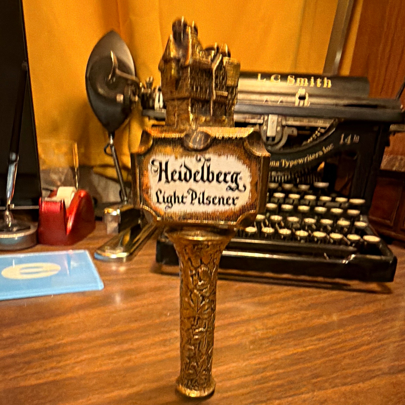 Vintage Heidelberg Light Pilsener Beer Tap Handle 3-Sided Castle Tacoma WA