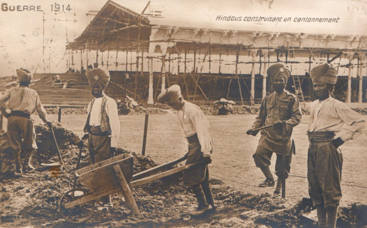 WWI Hindu Soldiers Construction Camp RPPC Real Photo Postcard
