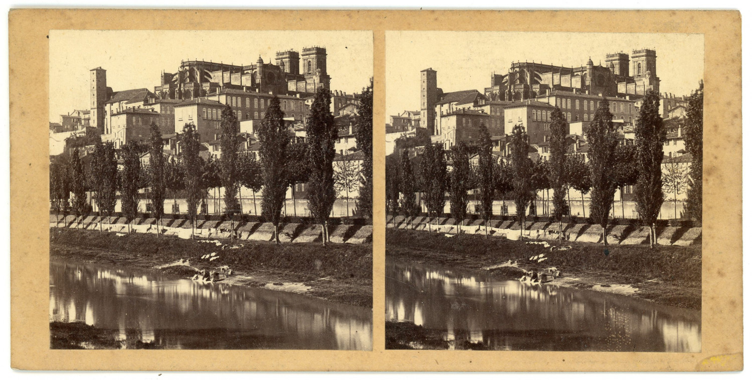 Stereo, France, Auch, Sainte-Marie Cathedral Vintage Stereo Card - Print al