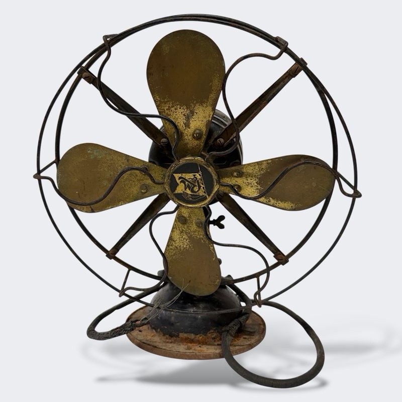 Vintage Robbins & Myers 13” Brass Blade 3 BLADE 3-SPEED OSCILLATING Fan AS IS