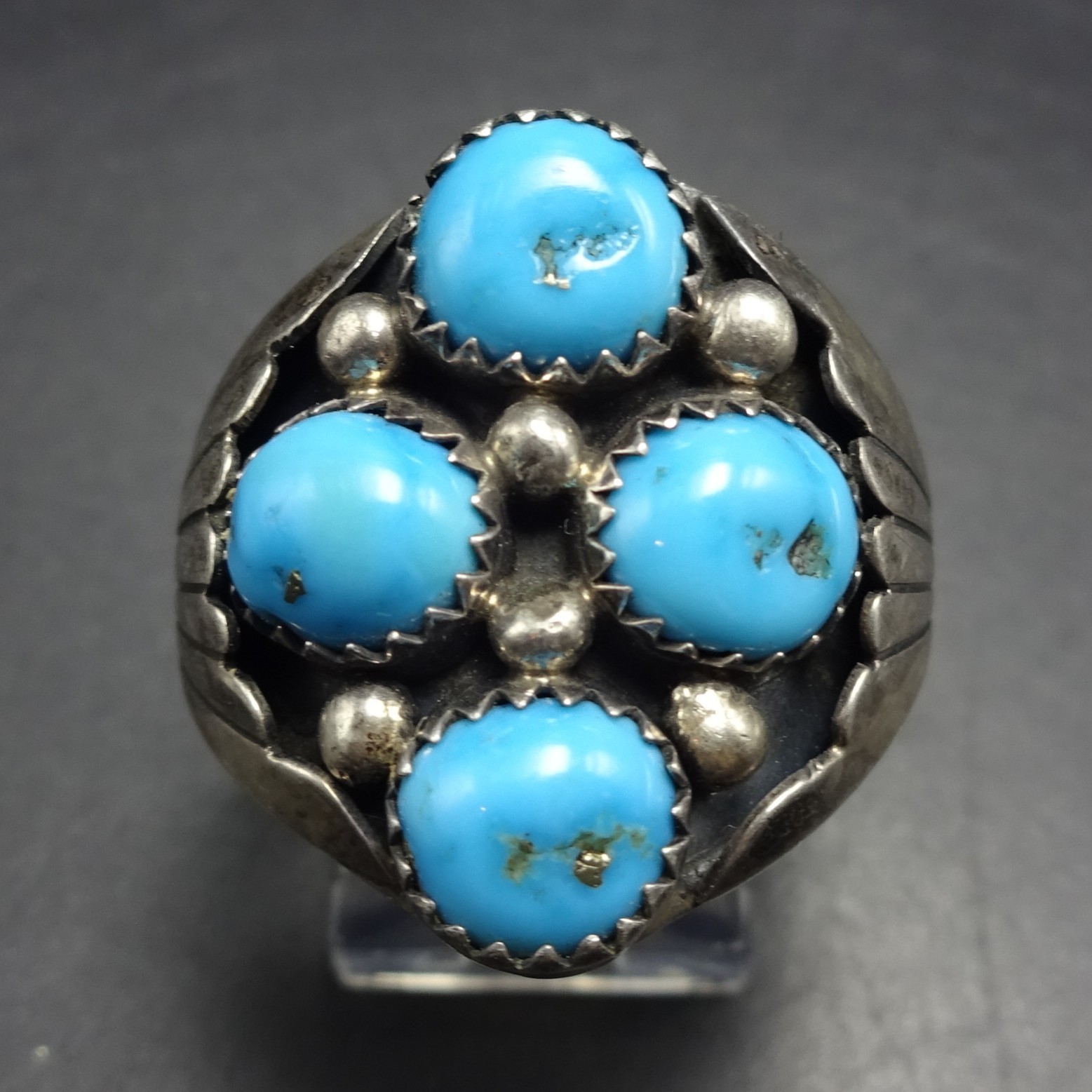 Vintage LES HILL Navajo SLEEPING BEAUTY TURQUOISE Sterling Silver RING size 11