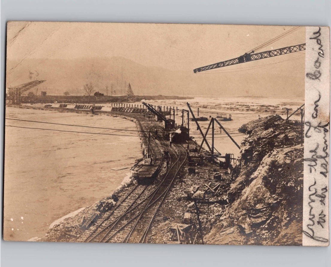 c1908 Dam Construction Holtwood McCall's Ferry Pennsylvania PA Photo Postcard