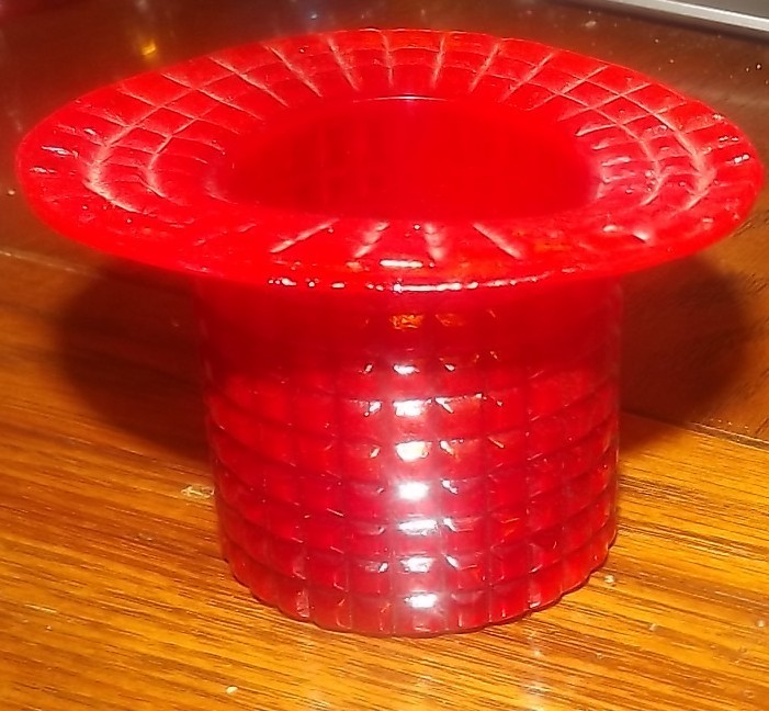 Imperial Glass Top Hat Toothpick Holder Red Amberina