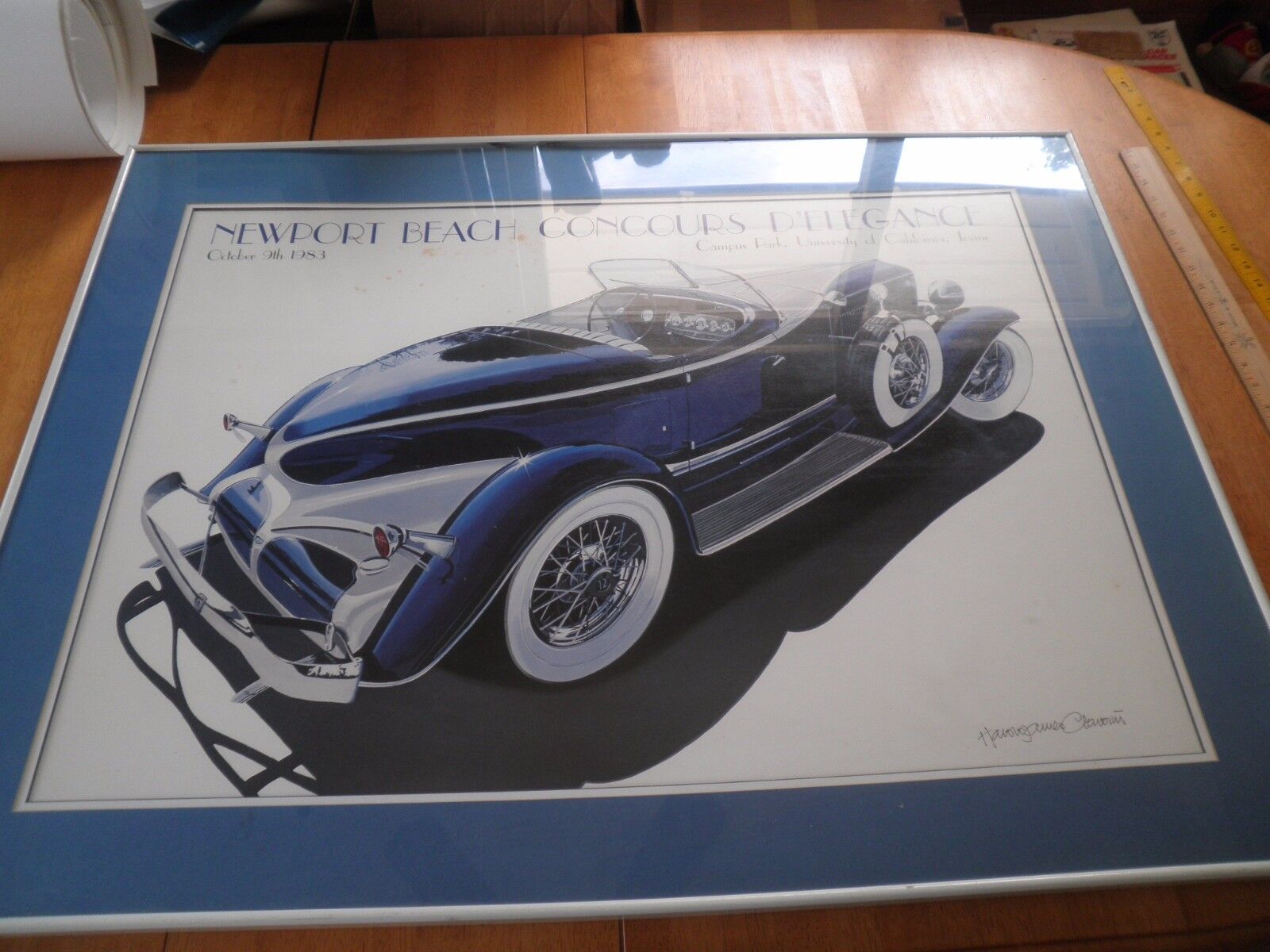 1983 Newport Beach Concours D'Elegance signed print signed Cleworth framed