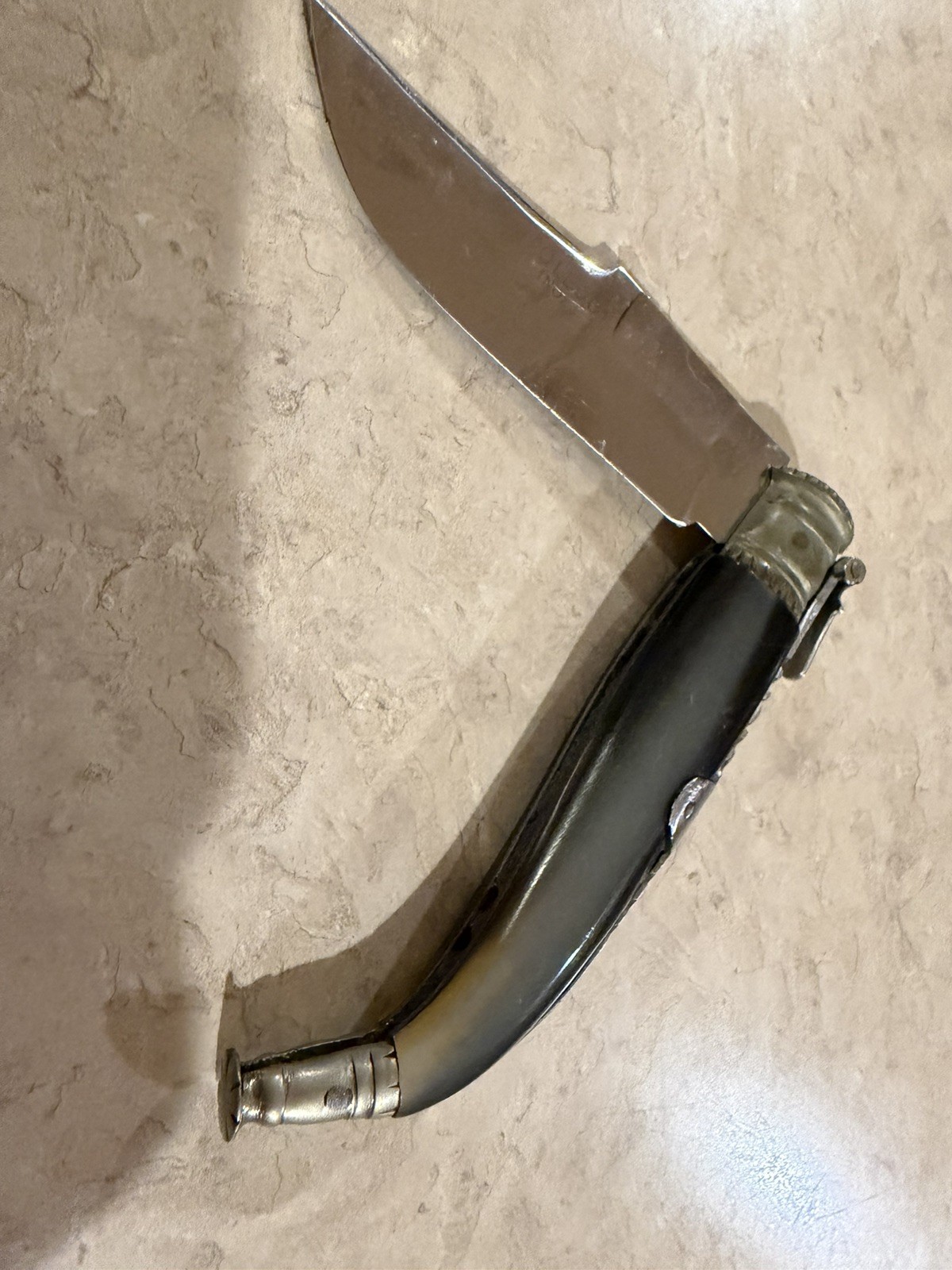 Vintage Spanish Navaja Folding Pocket Knife - Genuine Horn Handle, 8.5\