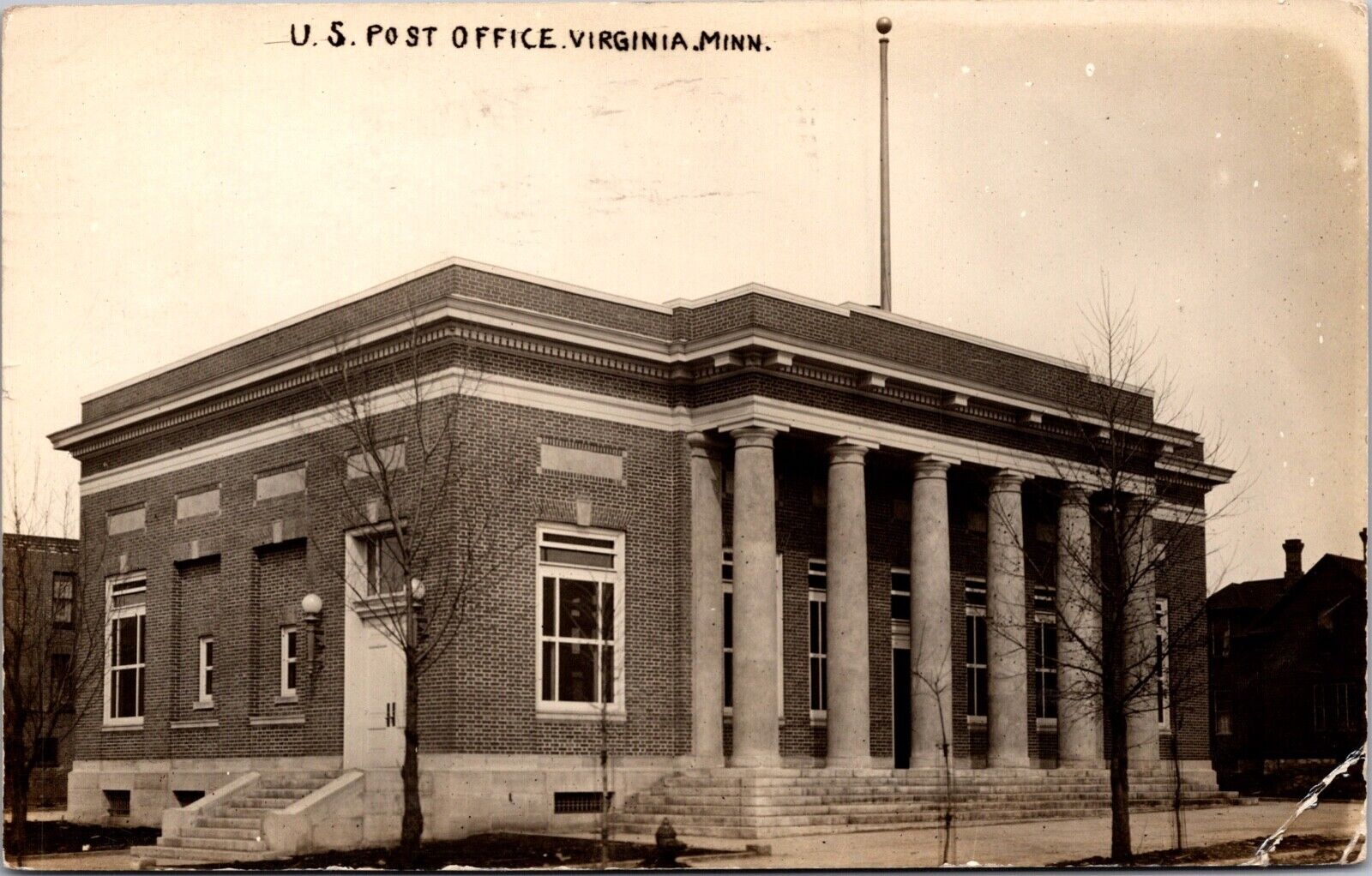Real Photo Postcard U.S. Post Office in Virginia, Minnesota