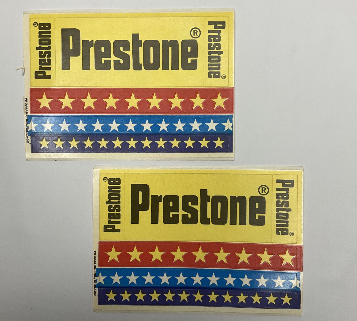 Vintage PRESTONE decal sticker vintage RARE pro mark chicago Lot Of 2