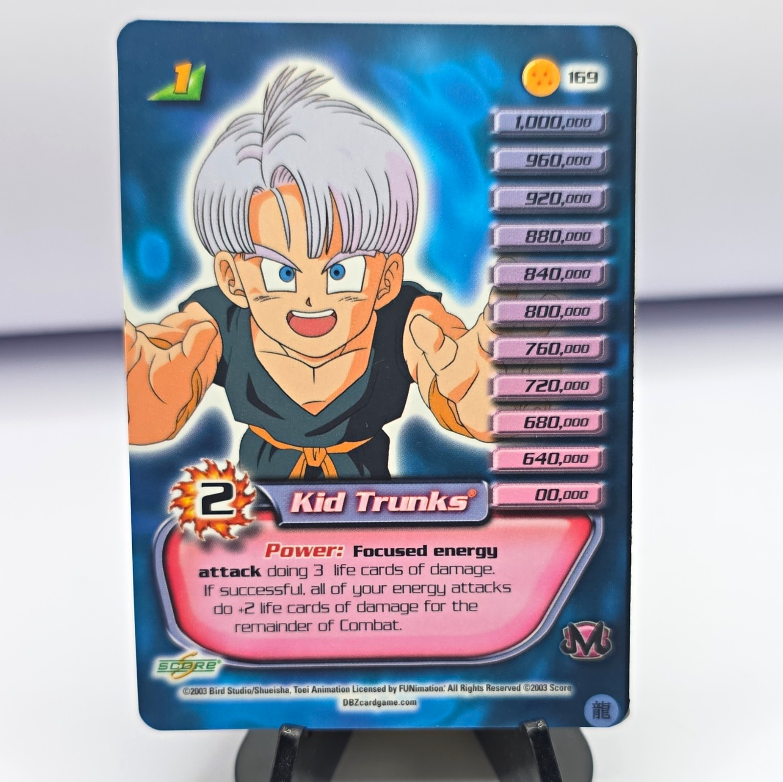 SCORE 2003 Dragon Ball Z Kid Trunks #169 Hologram Foil Foldable Hi-Tech Mint