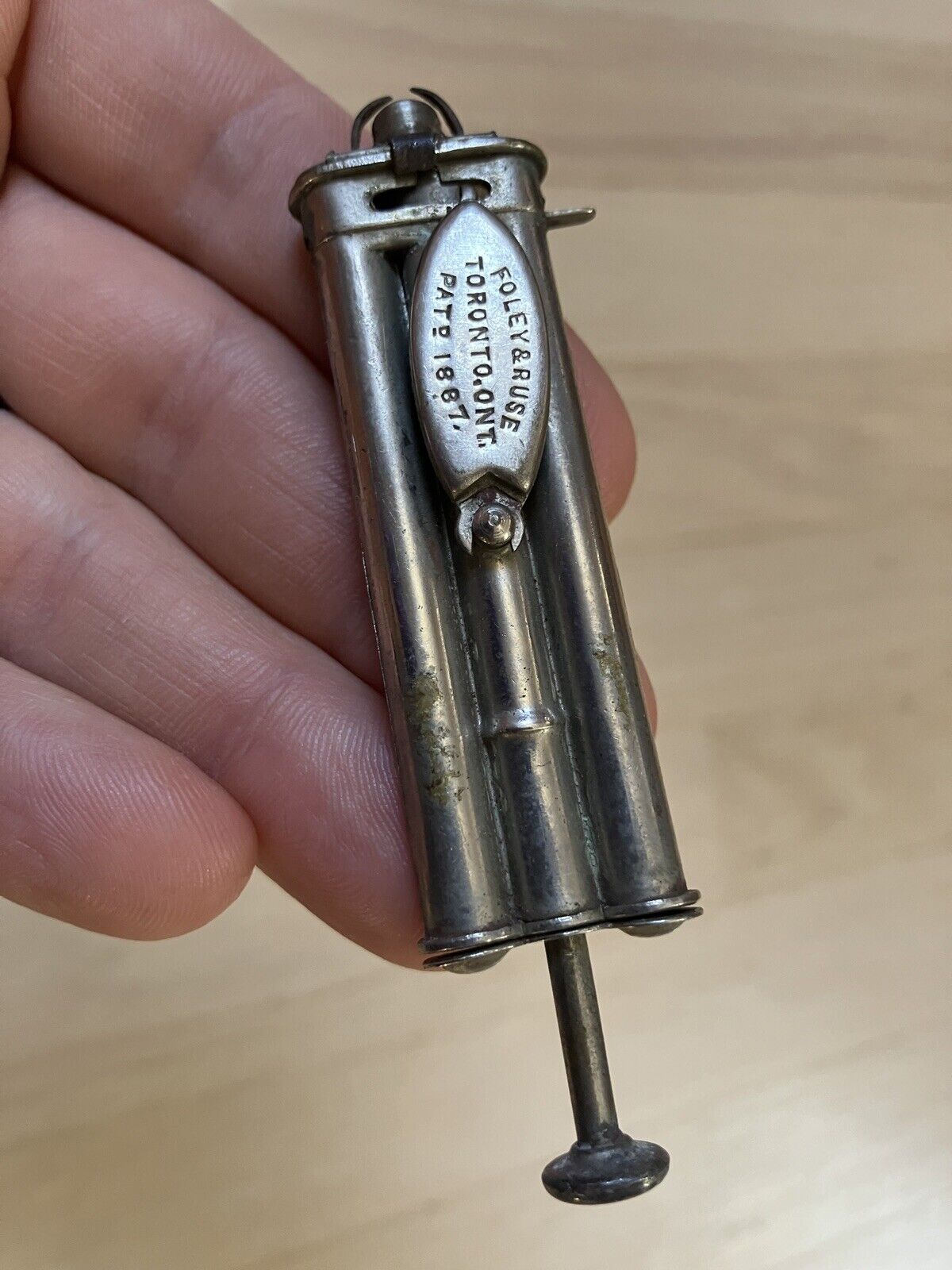 Antique Foley & Ruse Pellet Match Magazine Dispenser Lighter Late 1800’s Toronto