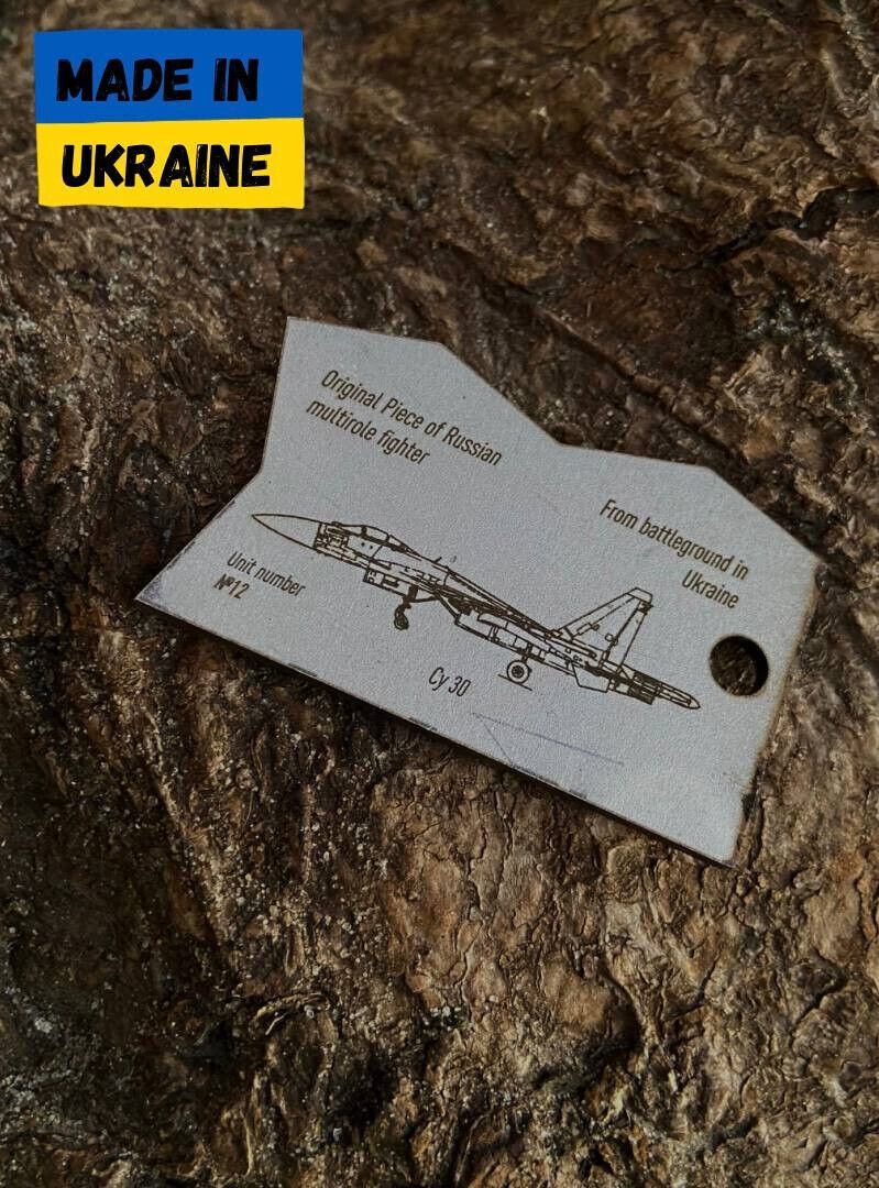 Collection Keychain of Russian combat airplane recycled in Ukraine