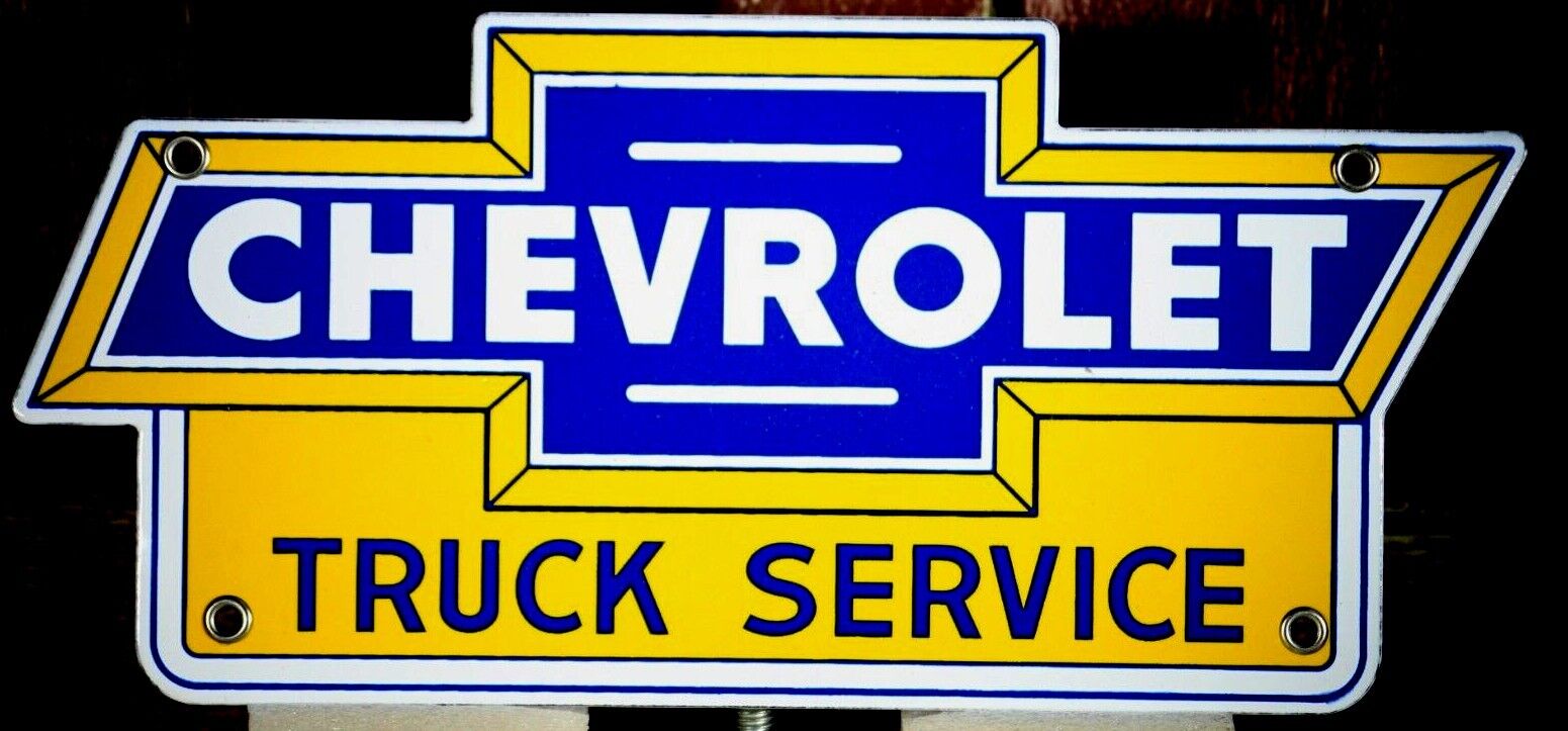 CHEVROLET TRUCK SERVICE SIGN PORCELAIN COLLECTIBLE, RUSTIC, ADVERTISING 
