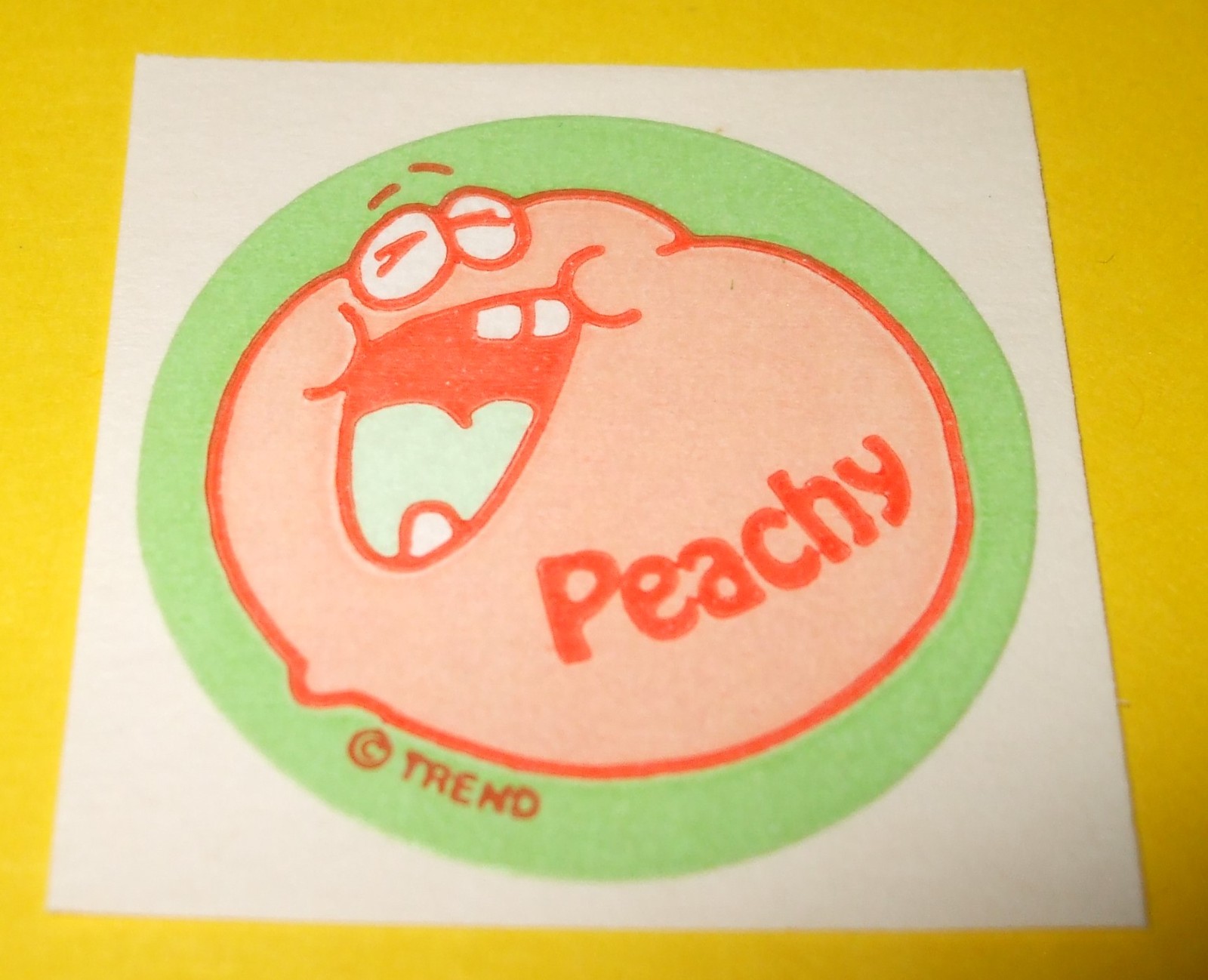 Vintage 80s TREND Scratch & Sniff MATTE Sticker PEACHY Peach Scent Smell, Rare