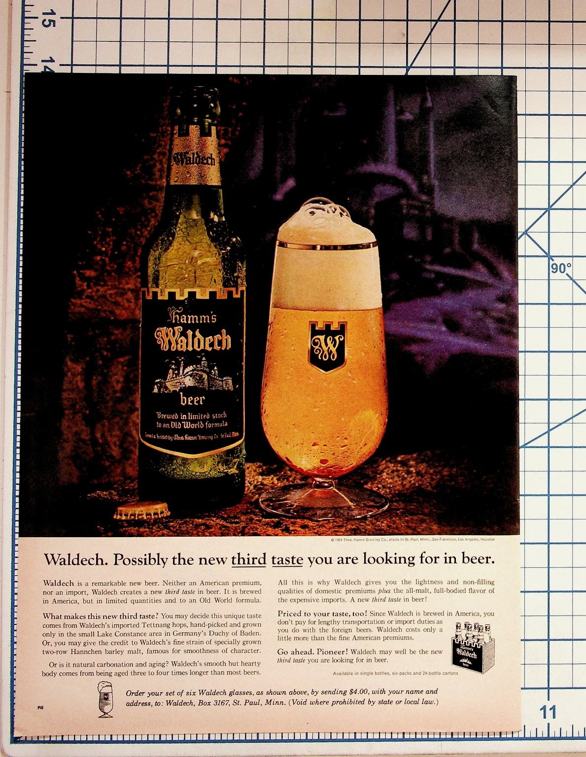 1964 Hamm\'s Waldech Beer Vintage Magazine Ad - German Style Lager Print