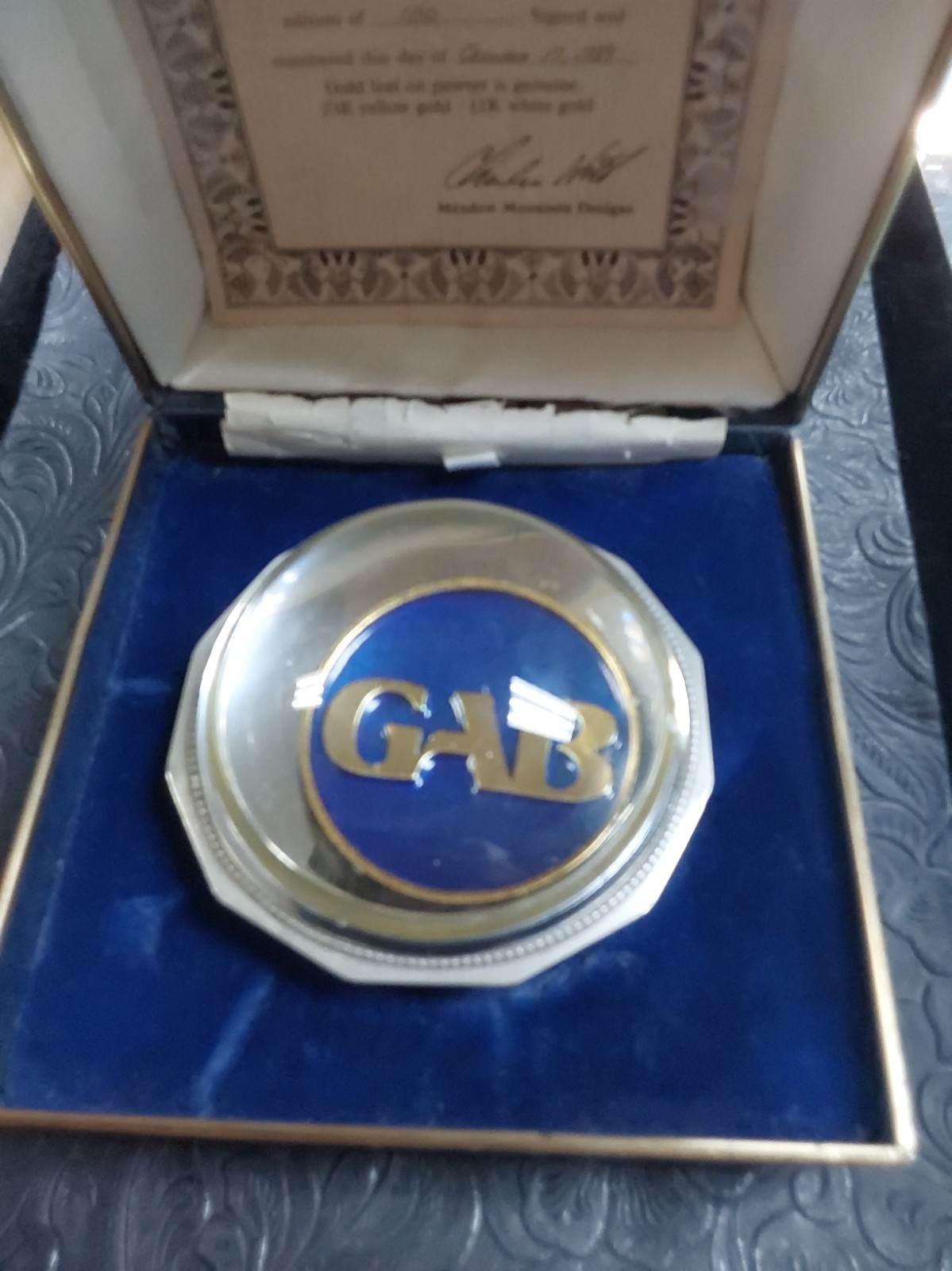 Vintage 23k Gold Leaf On Pewter GAB Paperweight Globe 60/100 Limited Collectible