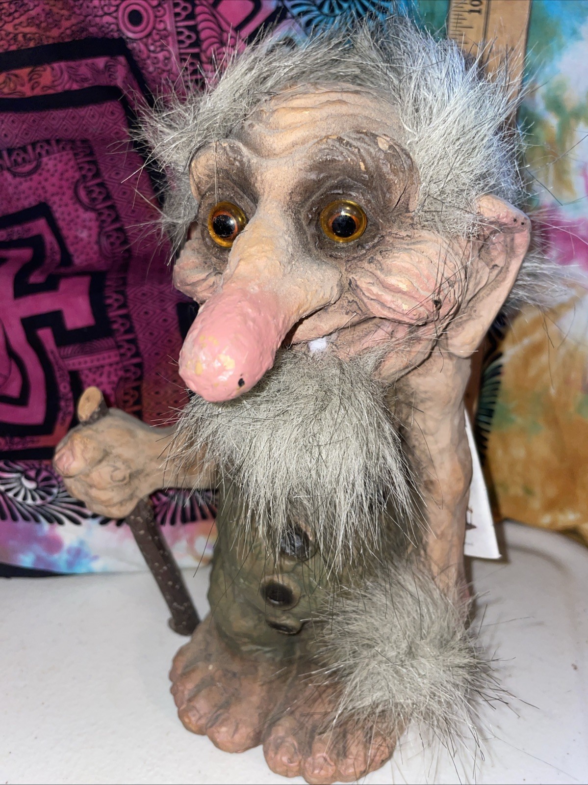 Nyform Norway Made 8” Large Old Troll Figure Walt Disney Parks Vintage 1990s Tag