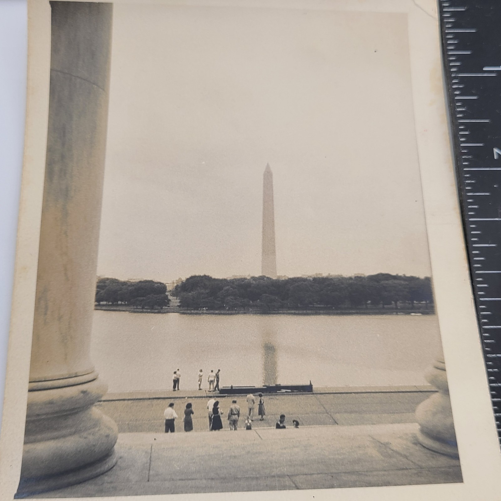 Photo Washington DC Washington Monument View Lake People 1960s Vintage