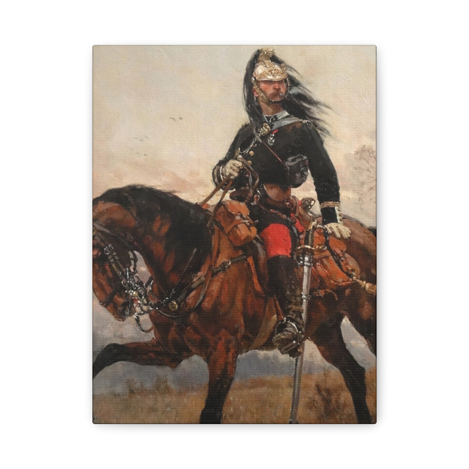Alphonse-Marie-Adolphe de Neuville - Capitaine de dragons 1878 - Canvas Wall Art