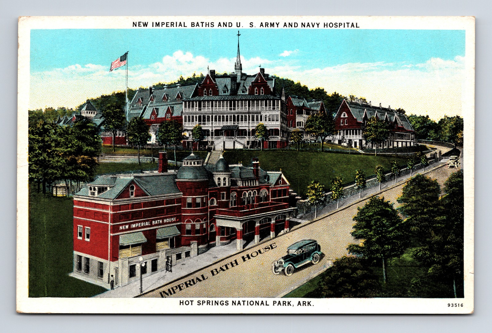 1923 Imperial Bath House Army Navy Hospital Hot Springs AR FC Boving Postcard