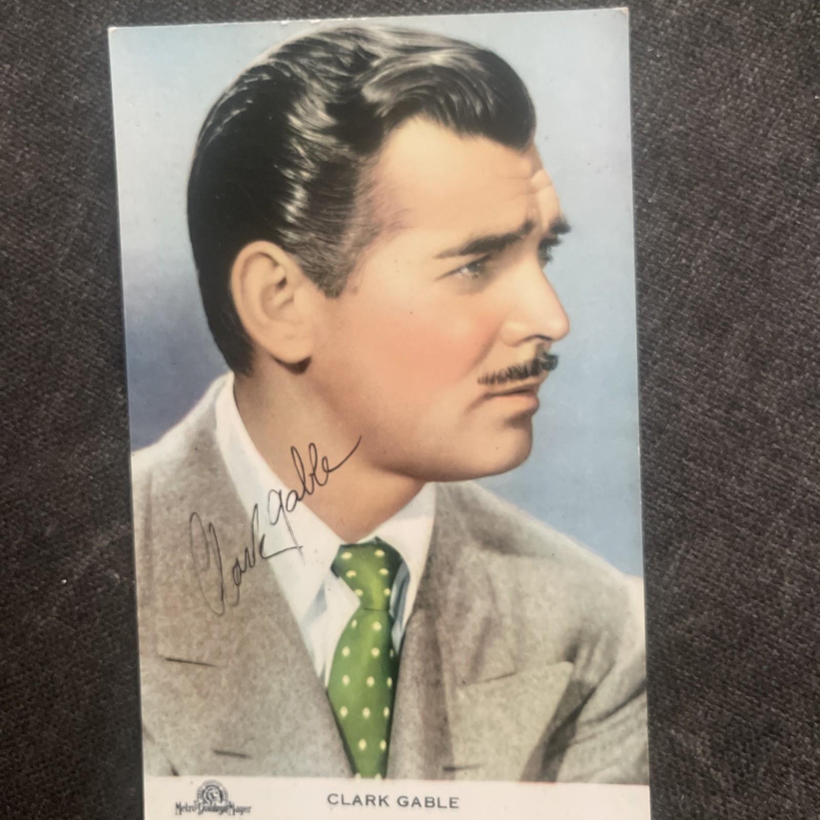 Vintage Clark Gable Cinema Postcard Autograph Signature Dedication