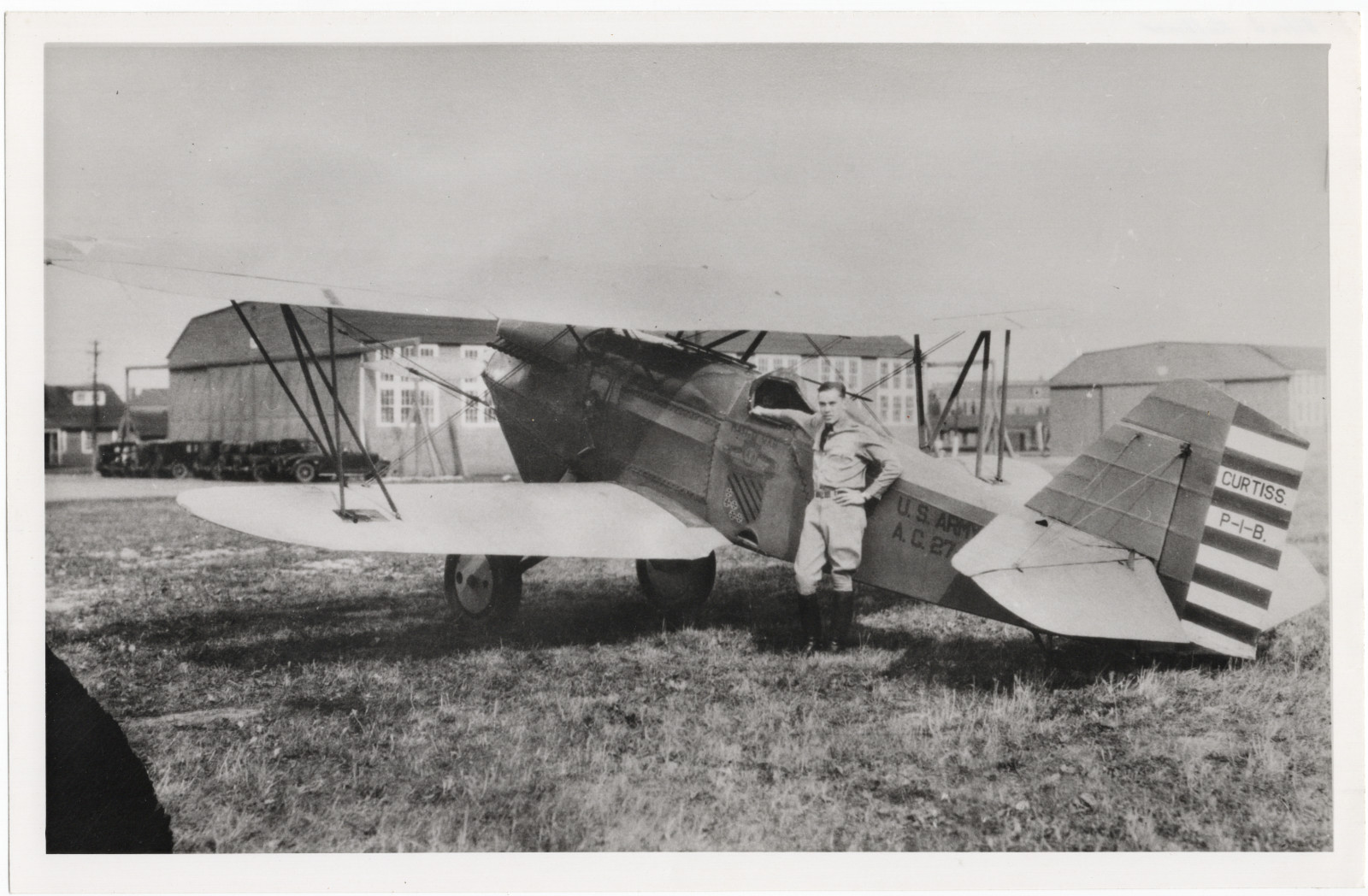 Alfred Kalberer w/ Curtiss P-1B Hawk 1928 Selfridge Field Photo 6.5x10
