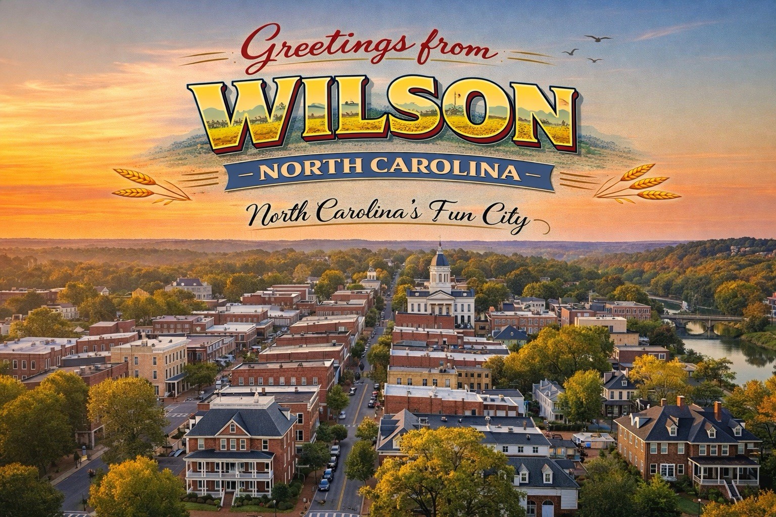 Greetings From Wilson, NORTH CAROLINA- MODERN Vintage Postcard B162