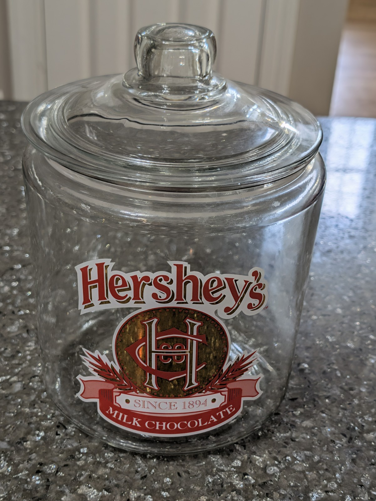 Vintage Red Hershey's Candy Peanut Jar + Lid, Tom's Lance Store, Gordons 