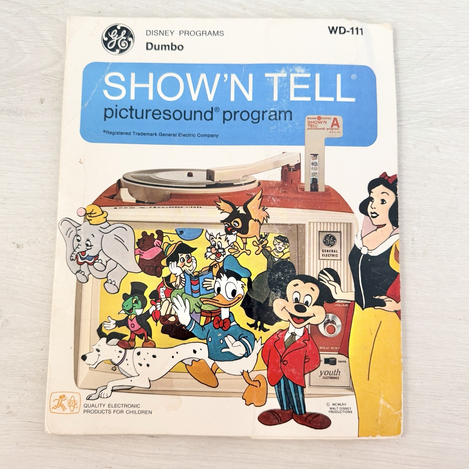 Vintage 1965 Disney Dumbo GE Show N Tell Picturesound WD-111 Record Film Complet Vintage 1965 Disney Dumbo GE Show N Tell Picturesound WD-111 Record Film Complet