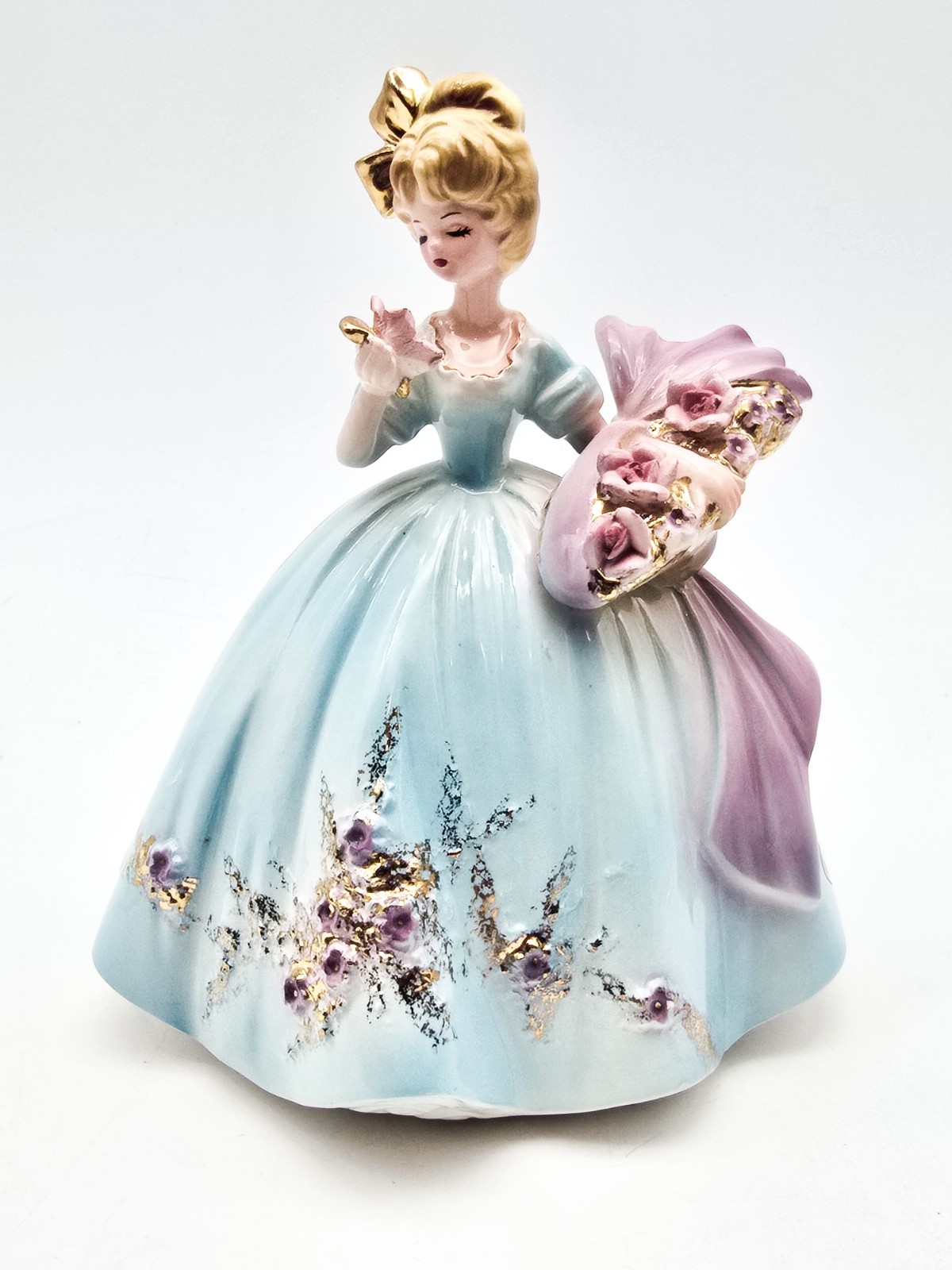 Josef Originals Lady Figurine A Mother's World Series Pink Roses Big Bow