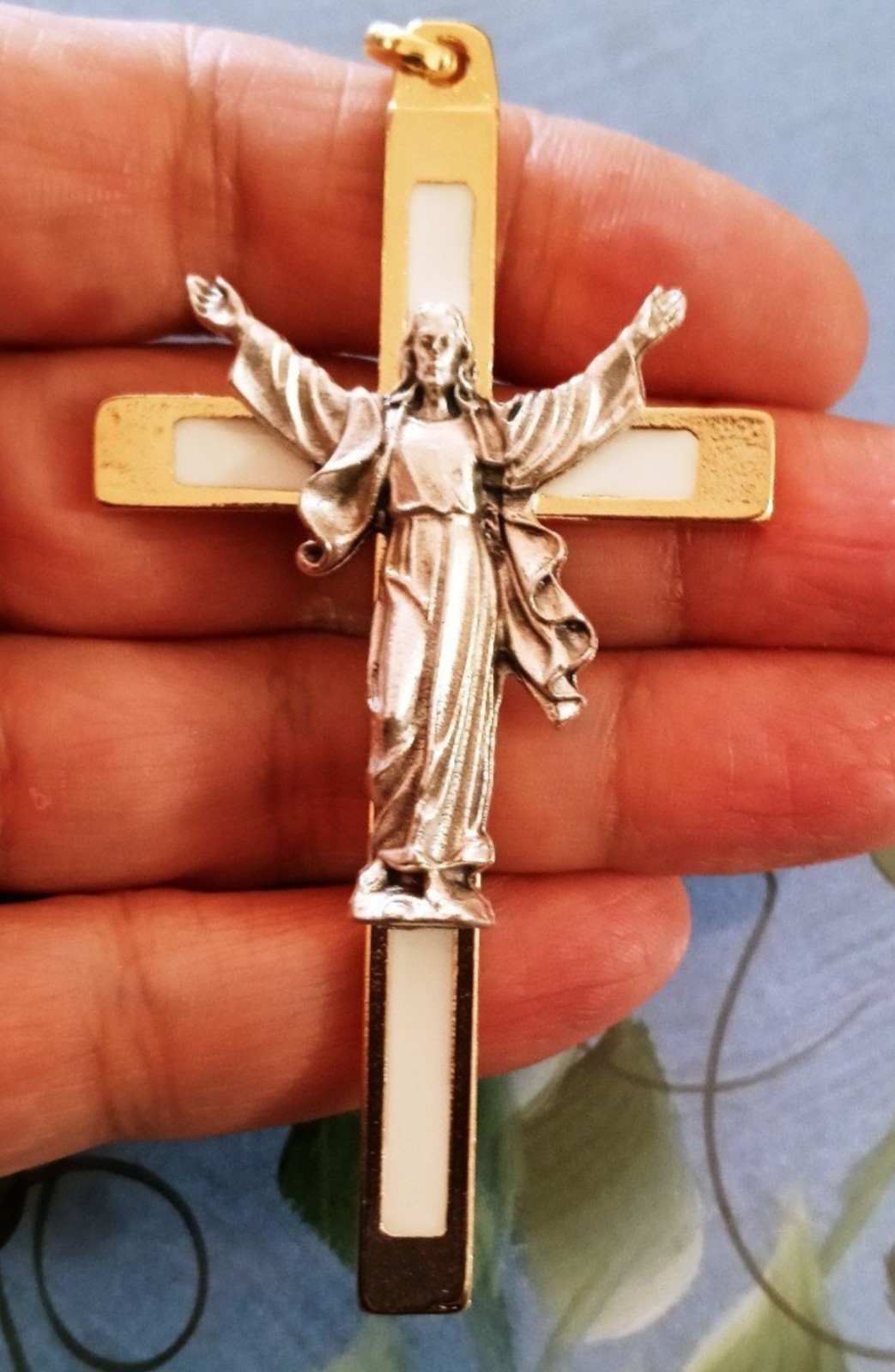 Catholic CREED 3 Inch Resurrection Crucifix Made In ITALY Two Toned