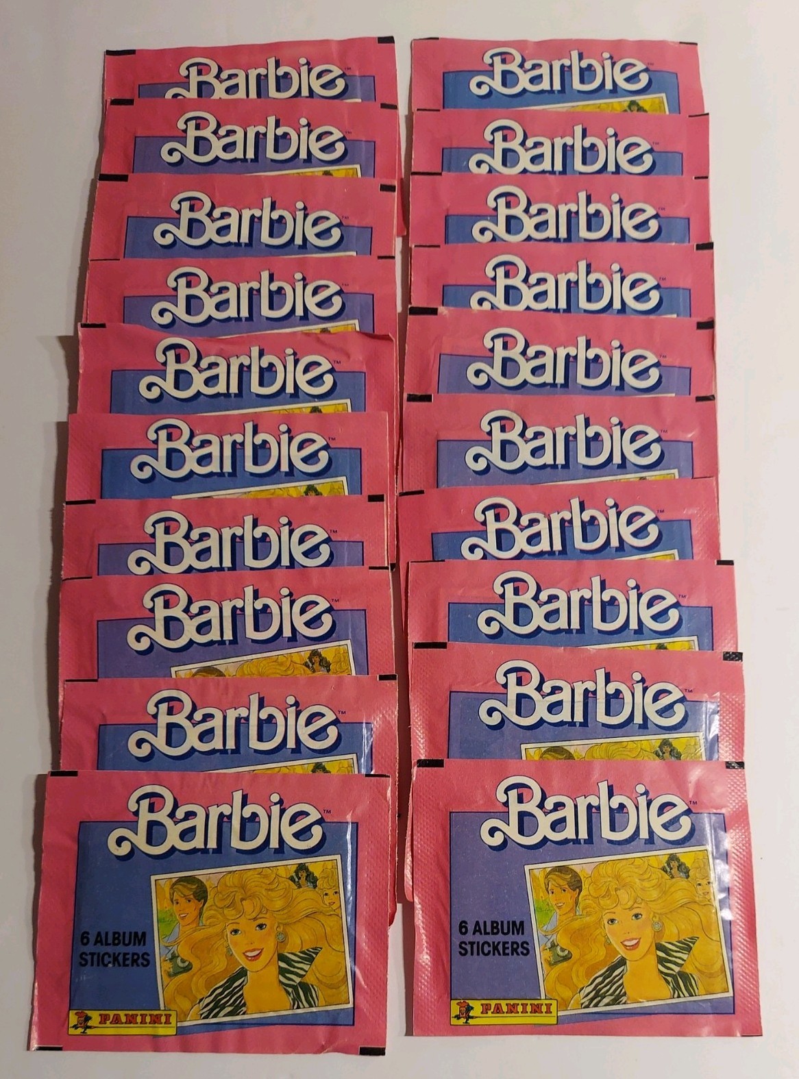 1989  Lot of (20) Packs Barbie Vintage  Panini Italy Album Stickers Sealed