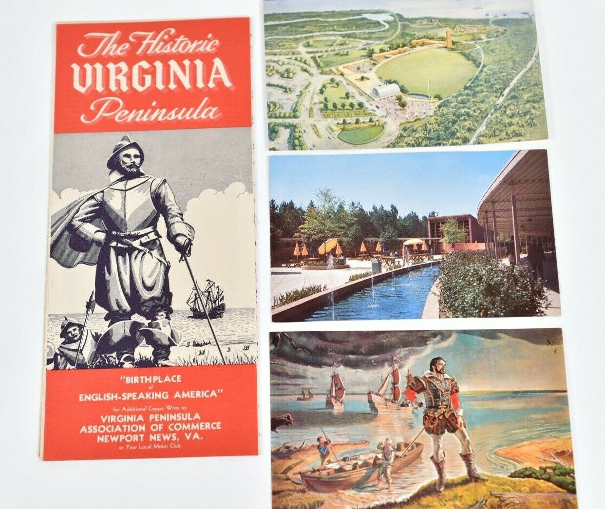 Vintage 1950\'s Historic Virginia Peninsula Jamestown VA Postcards & Brochure 
