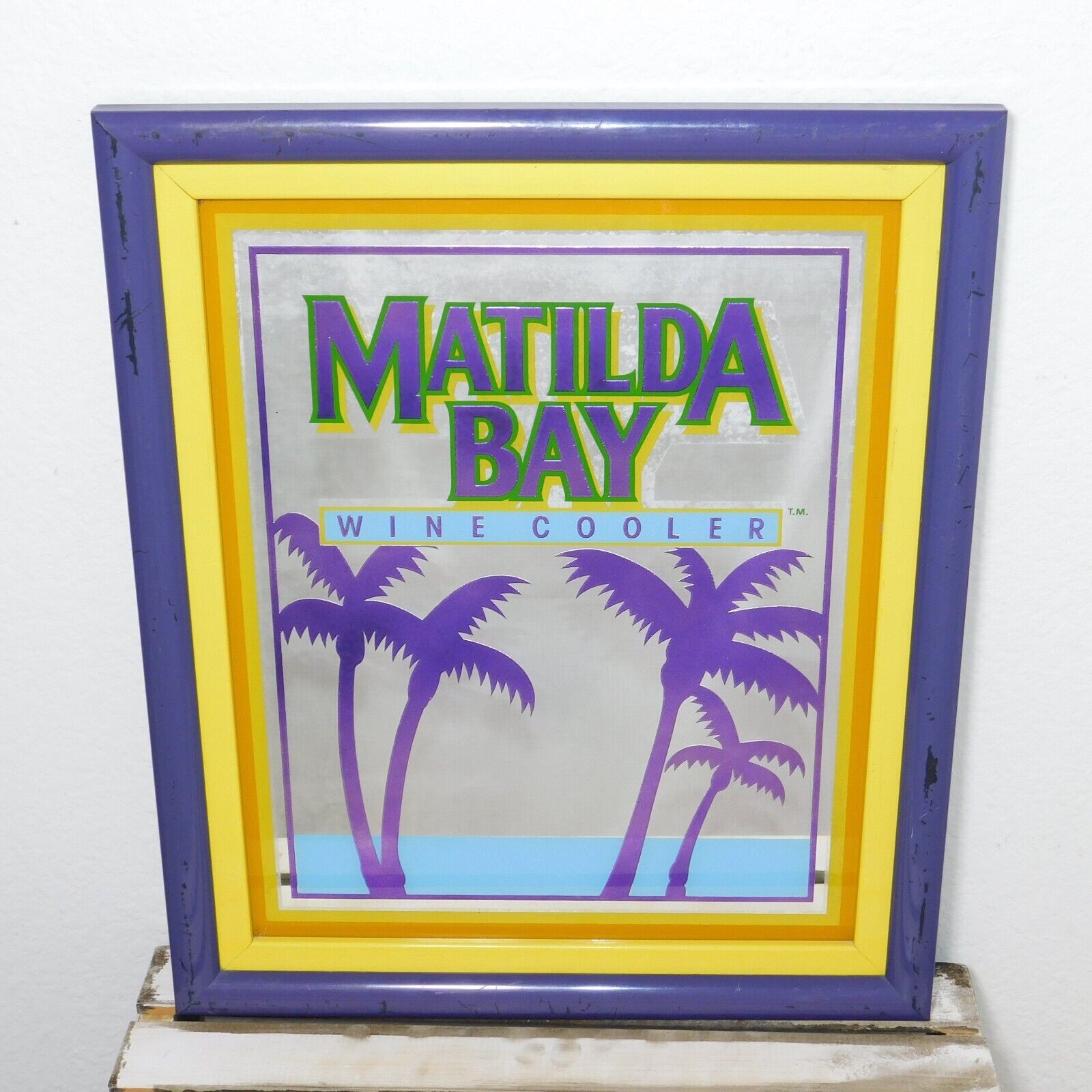 Vintage 1980s Matilda Bay Wine Cooler 19 X 16 Framed Mirror Sign Tiki Bar Lounge
