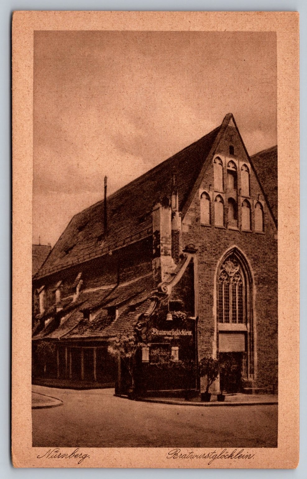 Nürnberg Bratwurstglöcklein Restaurant 1961 Copper Gravure Postcard Germany