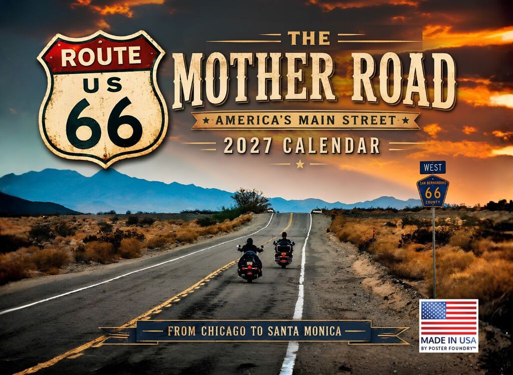 Route 66 Calendar 2027 RT 66 Monthly Wall Calender 12 Month 12x18