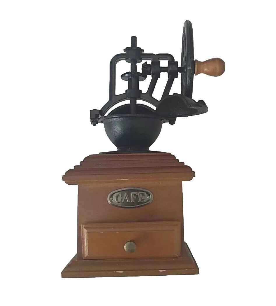 Vintage Manual Coffee Grinder Antique Cast Iron Hand Crank Coffee Mill & Drawer 