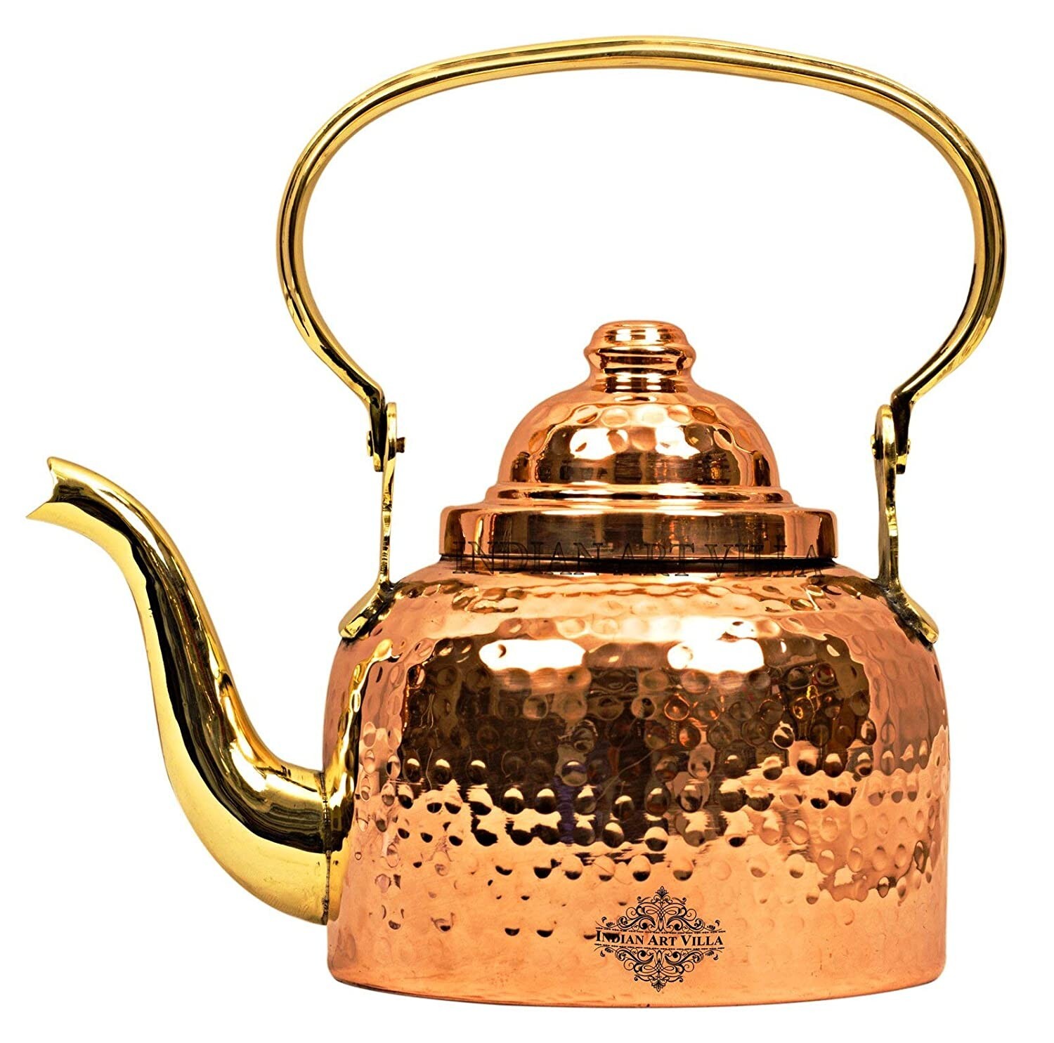 Hammered Designer Copper Tea Kettle Pot Inside Tin Lining, Serving Tea Coffee,