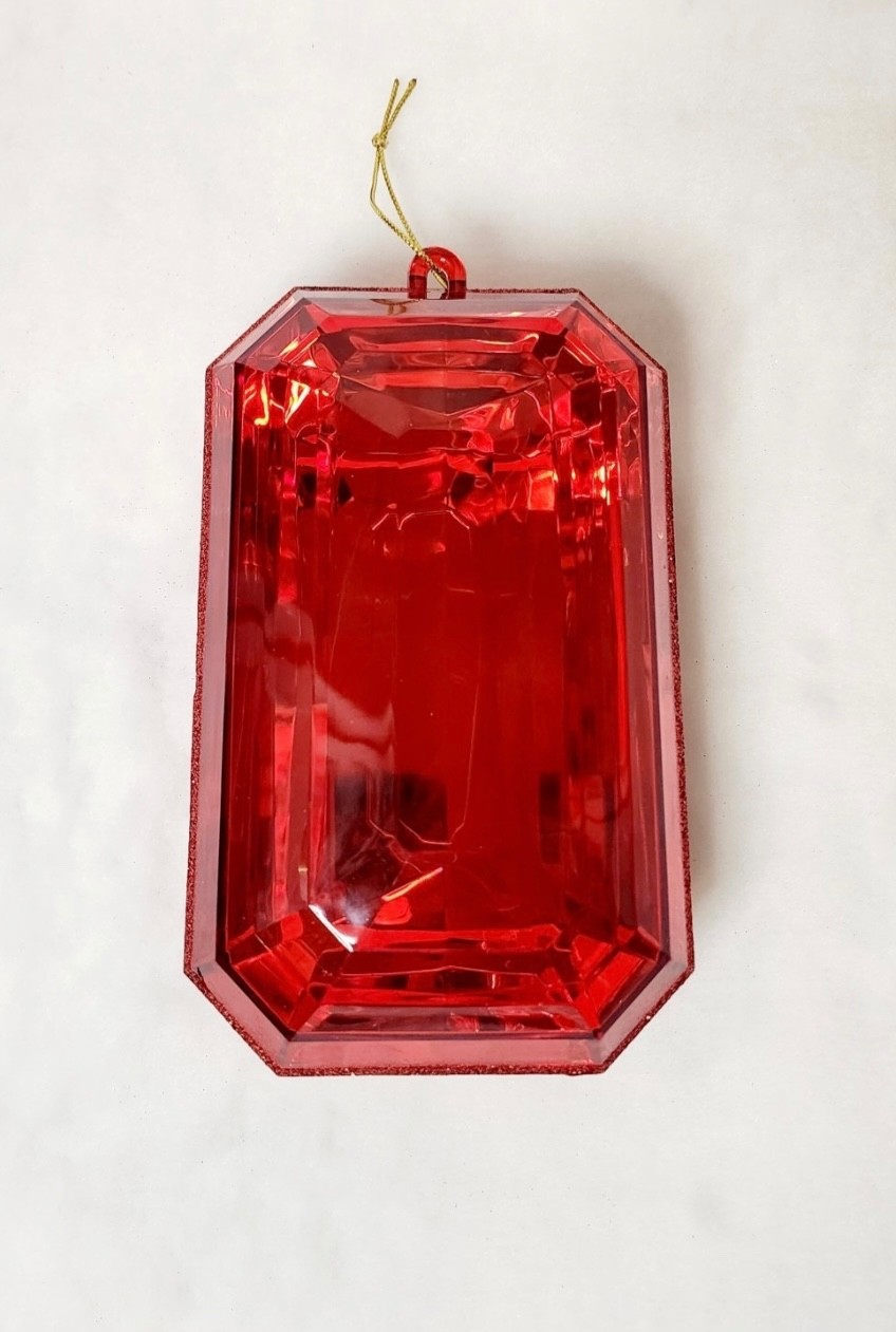 8in Rectangle Gem  Ornament, Jewel Ornaments, Christmas  Ornaments, Acrylic