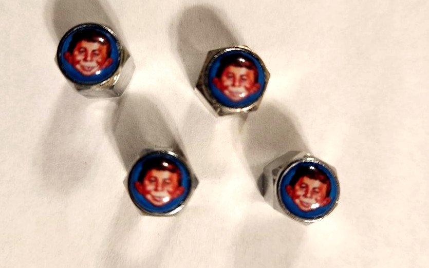 Alfred E Neuman Tire Caps, Mad Magazine car tire valve stem caps alfred e newman