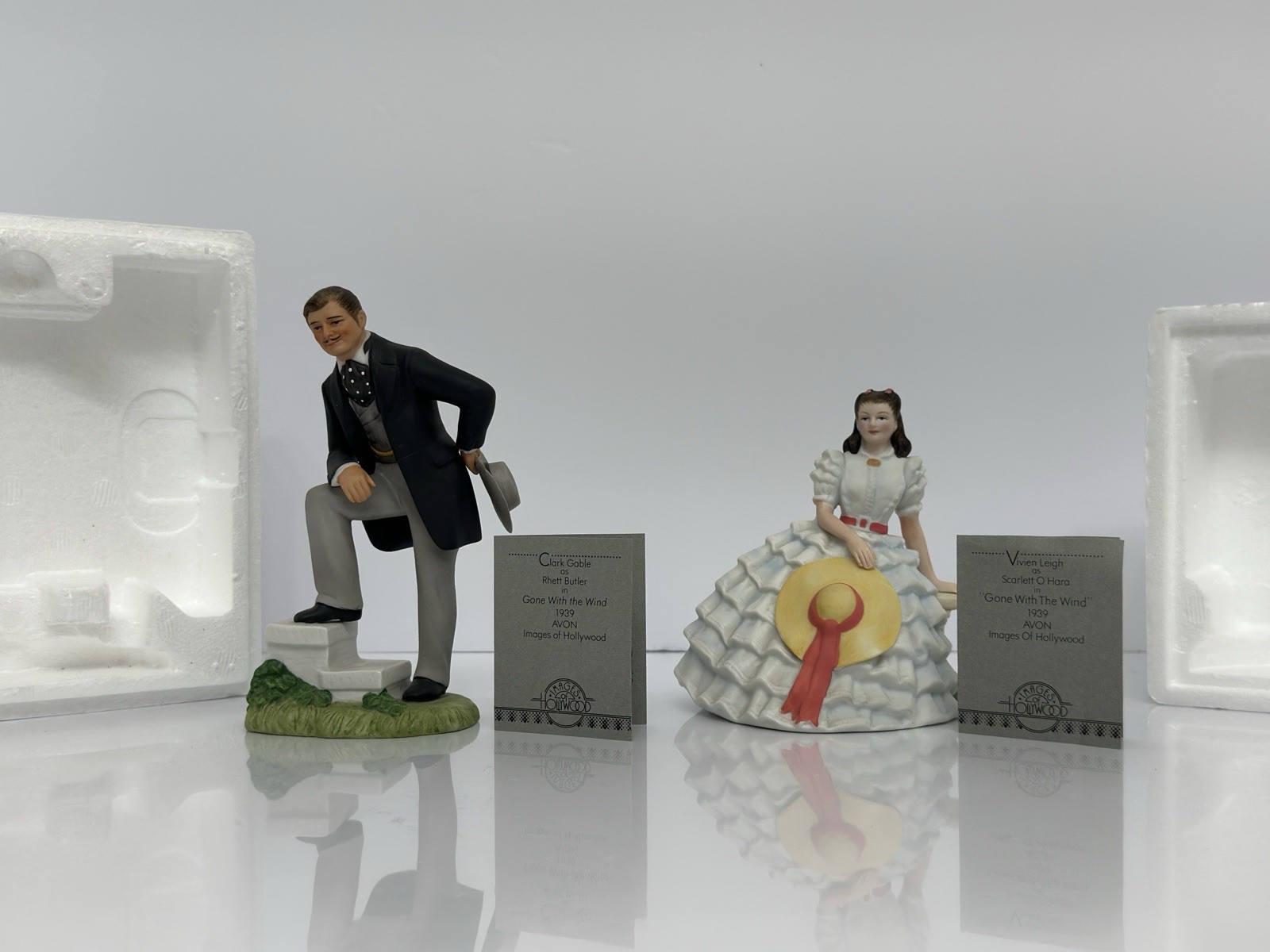 2 Vtg Avon Gone With The Wind Figurine Set Scarlett O’Hara Rhett Butler CIB