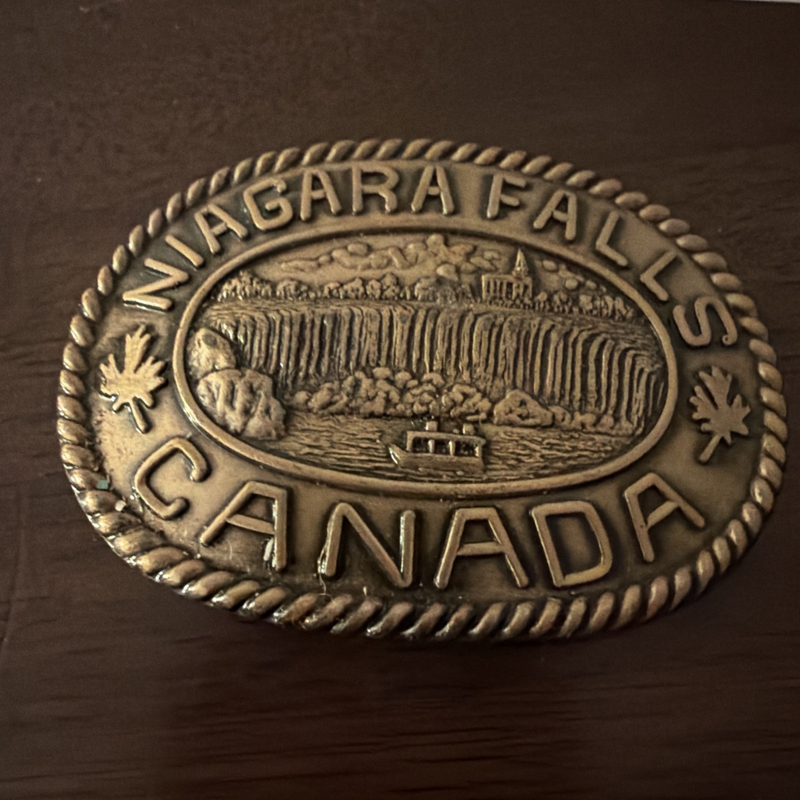 Vintage 1970’s Niagara Falls Canada Souvenir Belt Buckle with Waterfall