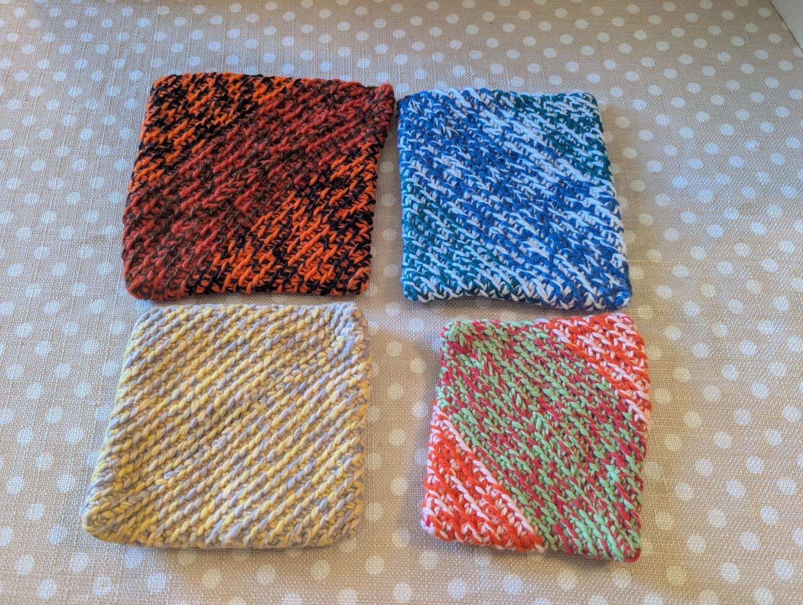 Lot of 4 Vintage Handmade Crocheted Hot Pads Pot Holders - Stained Decor